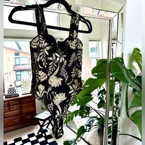 Free People Intimately Pippa V Wire Floral Linen Bodysuit